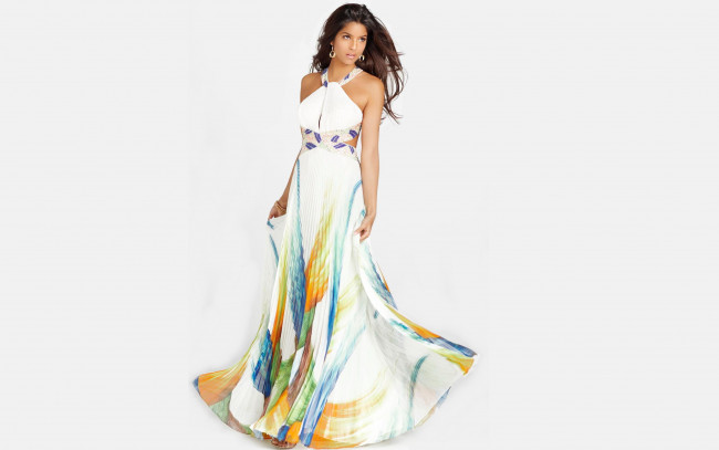 Обои картинки фото девушки, -unsort , брюнетки, темноволосые, платье, шатенка