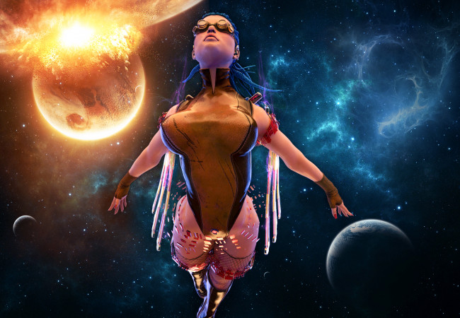 Обои картинки фото 3д графика, люди , people, космос, девушка