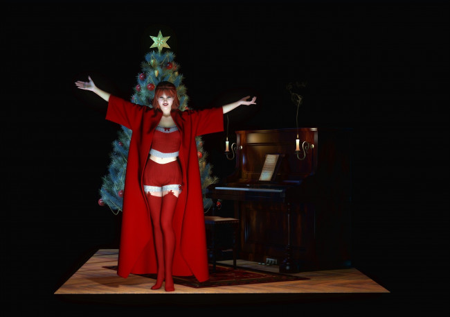 Обои картинки фото 3д графика, праздники , holidays, фон, взгляд, девушка, снегурочка