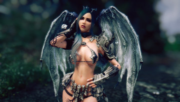 Картинка 3д+графика ангел+ angel крылья взгляд фон девушка