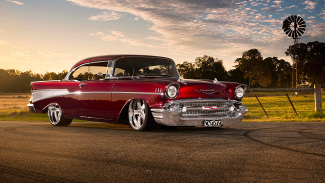 Обои картинки фото автомобили, chevrolet, 1957, bel, air