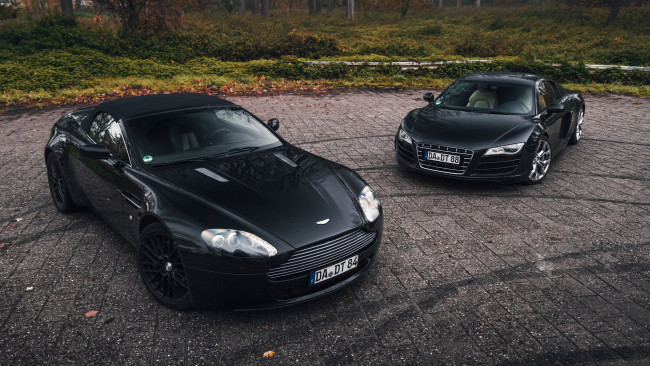 Обои картинки фото автомобили, разные вместе, aston, martin, audi, r8