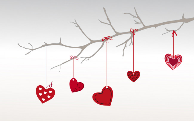 Обои картинки фото векторная графика, сердечки , hearts, ветка, сердечки